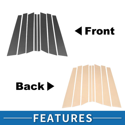 8 Pcs Door Pillar Window Trim for BMW X5 (1999-2006) Carbon Fiber Black