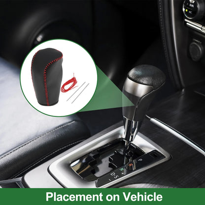 Car Gear Shift Knob Cover 1 Pc for Volvo S80 (2007-2012) Black Red Faux Leather