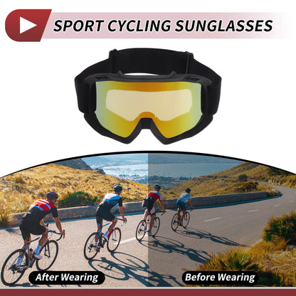1Pc Motorcycle Riding Goggles Yellow Lens Black Frame PC TPU Cycling Sunglasses