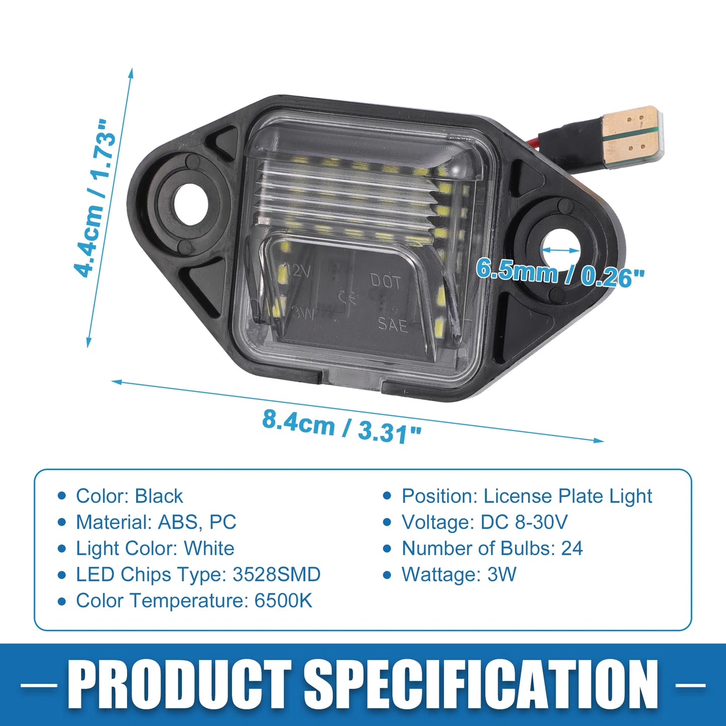 6500K White LED License Plate Light for Ford E-150 E-250 (2003-2014)