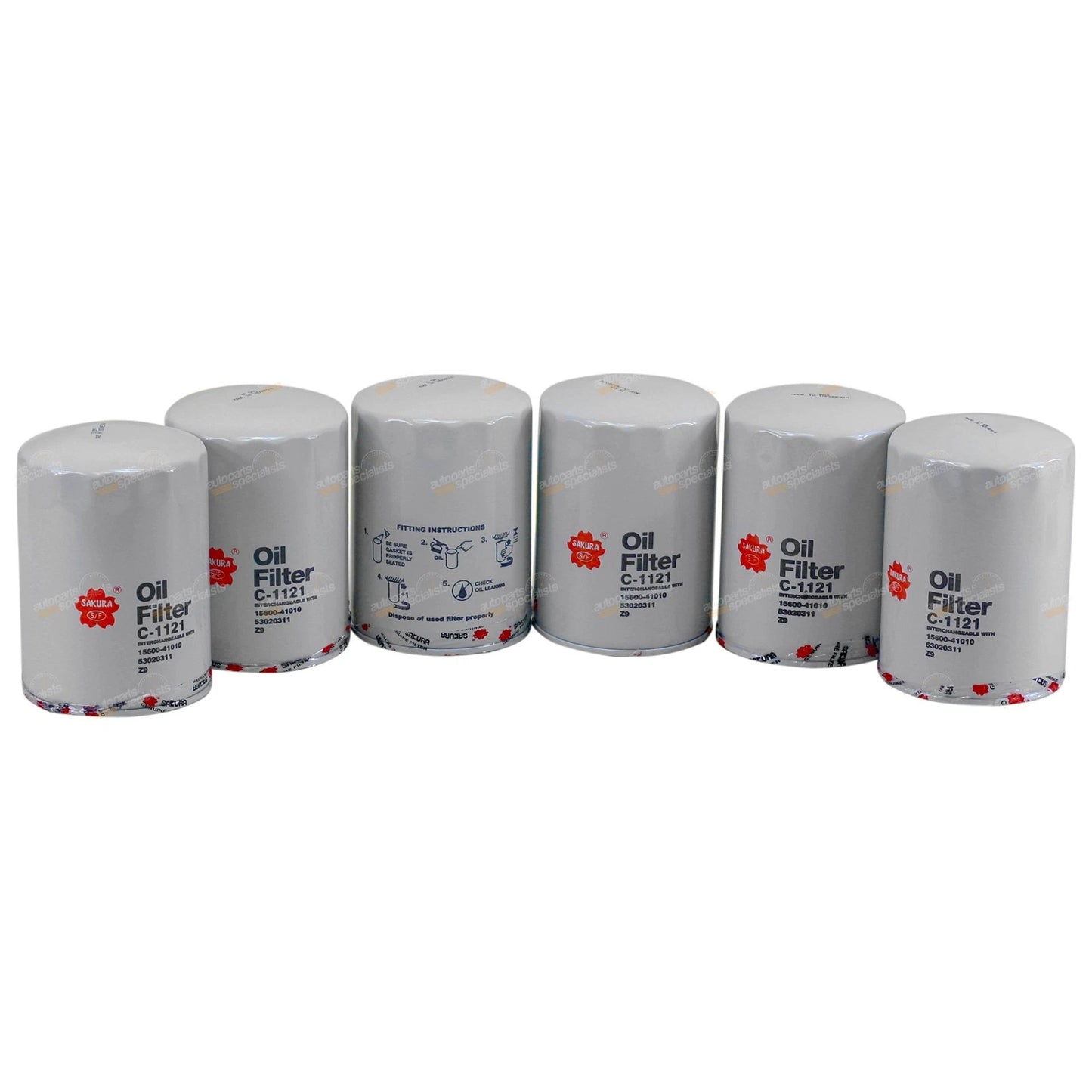 6 x Spin On Oil Filter C1121 for Ryco Z9