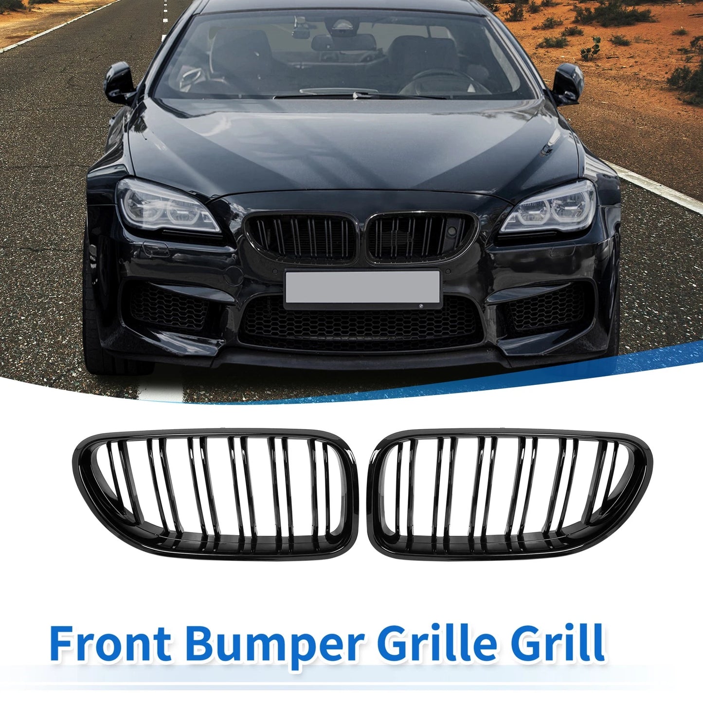 Hood Kidney Grille Cover for BMW F06 2012-2018 Glossy Black