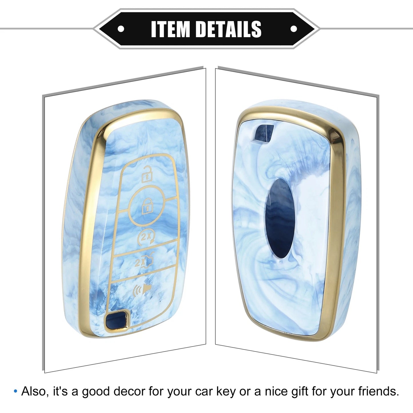 Key Fob Cover for Ford Smart Key 5 Button - Durable TPU Blue