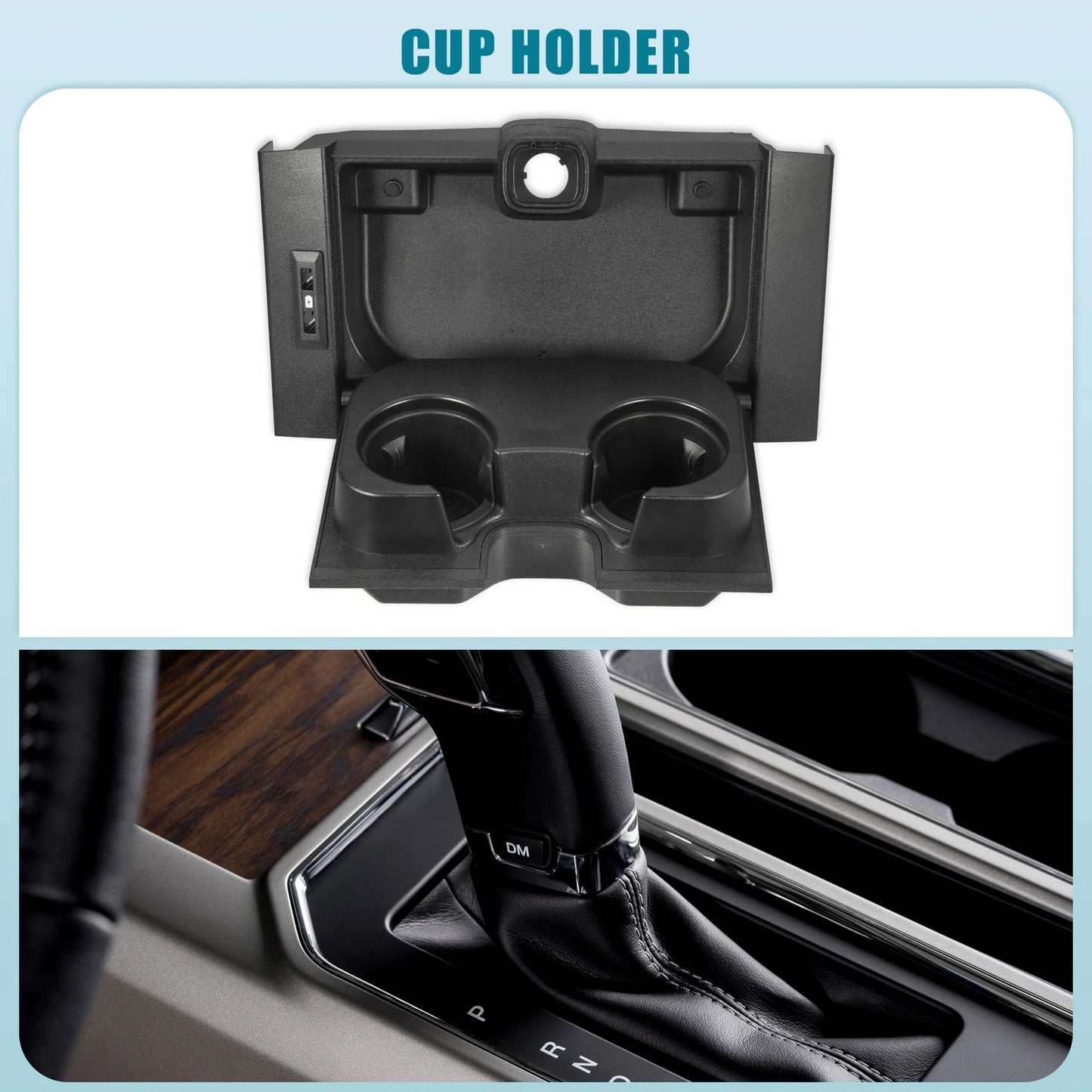 Cup Holder Insert for Ford F-150 2015-2017 - Black Drink Holder 2 x
