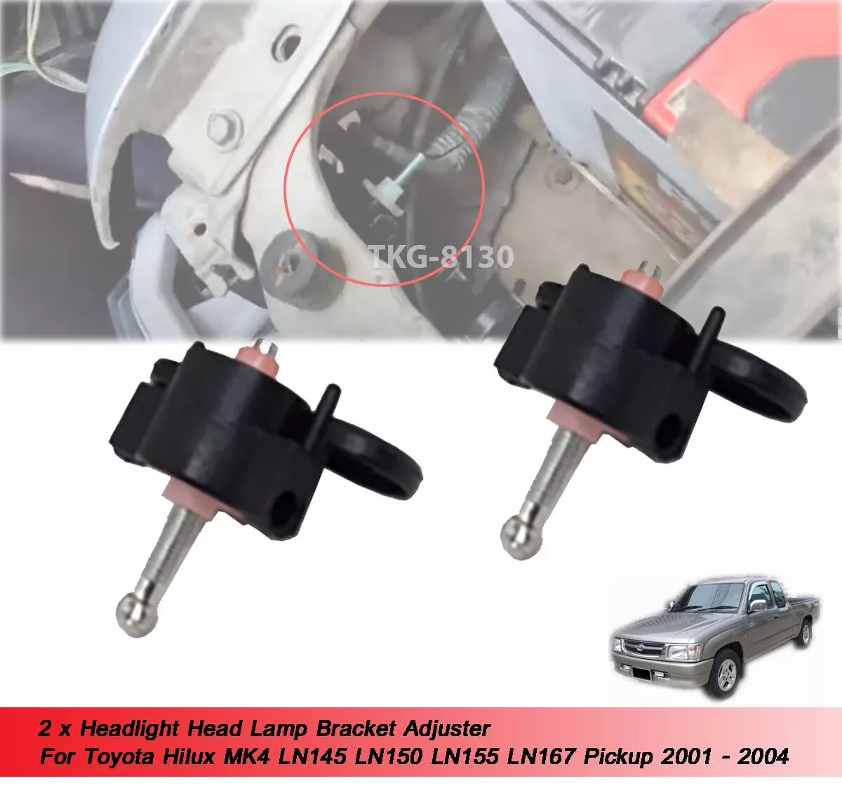 2 x Headlight Bracket Adjusters for Toyota Hilux MK4 (2001-2004)