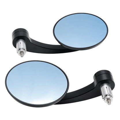 2 x Round Handlebar Mirrors for Motorcycle 7/8" Blue