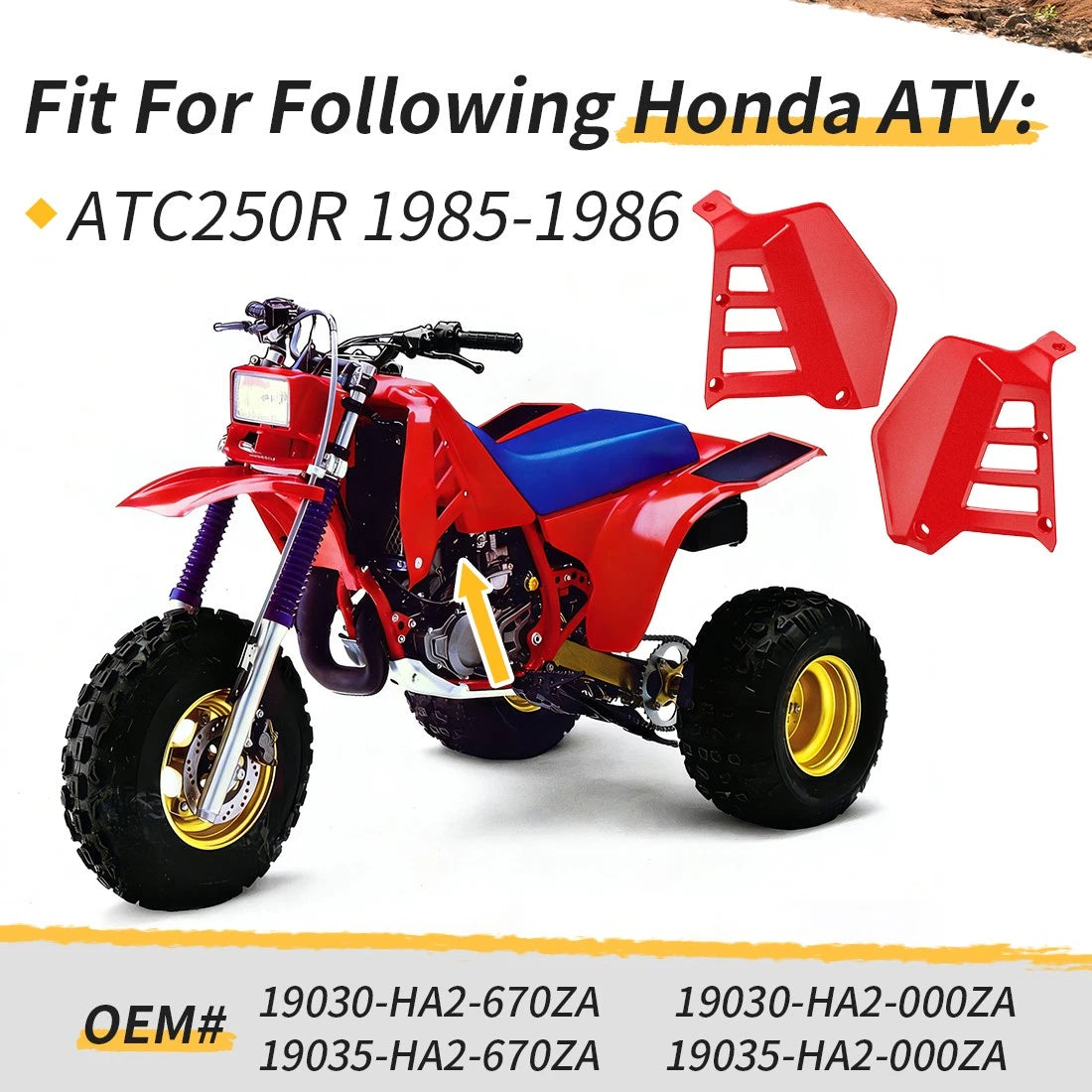 2 x Radiator Shrouds for Honda ATC250R Red (1985–1986)