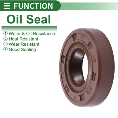 Oil Seal 10x20x5mm Fluorine Rubber Seal Ring 5 Pcs for Rotary Shaft