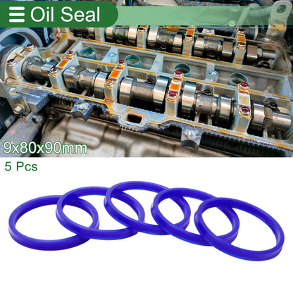 Oil Seal Rotary Shaft Seal TPU 80x90x9mm Blue 5 Pcs