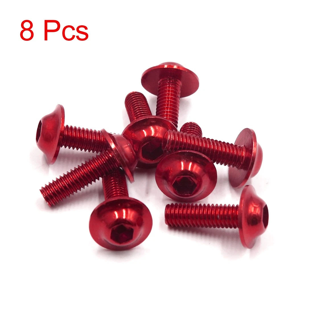 8 x M6 x 20mm Red Hexagon License Plates Fairing Bolts Screws for Motorcycle
