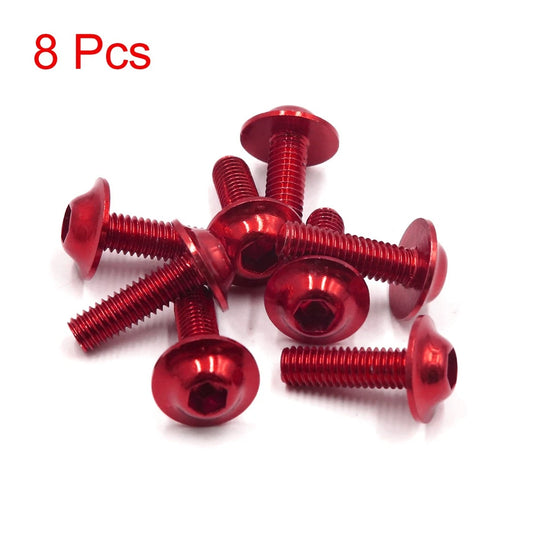8 x M6 x 20mm Red Hexagon License Plates Fairing Bolts Screws for Motorcycle