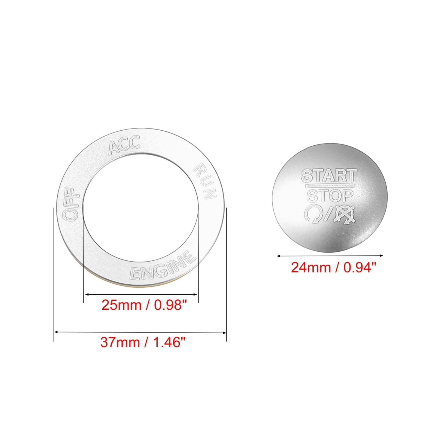 Engine Start Stop Button Cover Kit Silver Tone for Dodge Charger Challenger