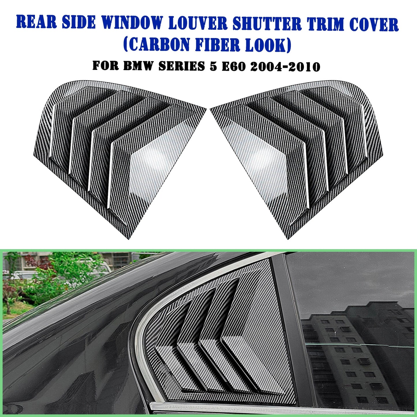 2 x Rear Window Louver Trim Cover for BMW 5 Series E60 E61 (2004-2010)