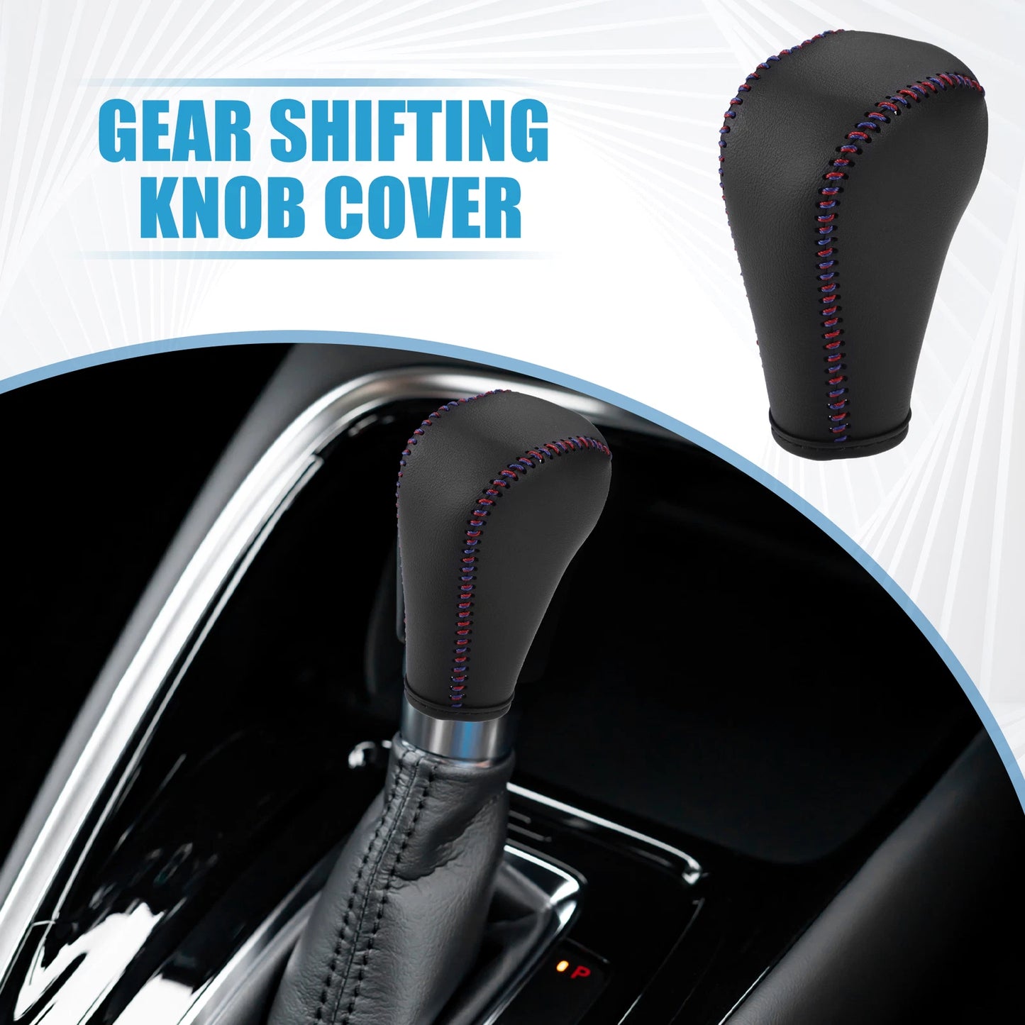 Gear Shifting Knob Cover for BMW 328i Faux Leather Black Red Blue (2007-2013)