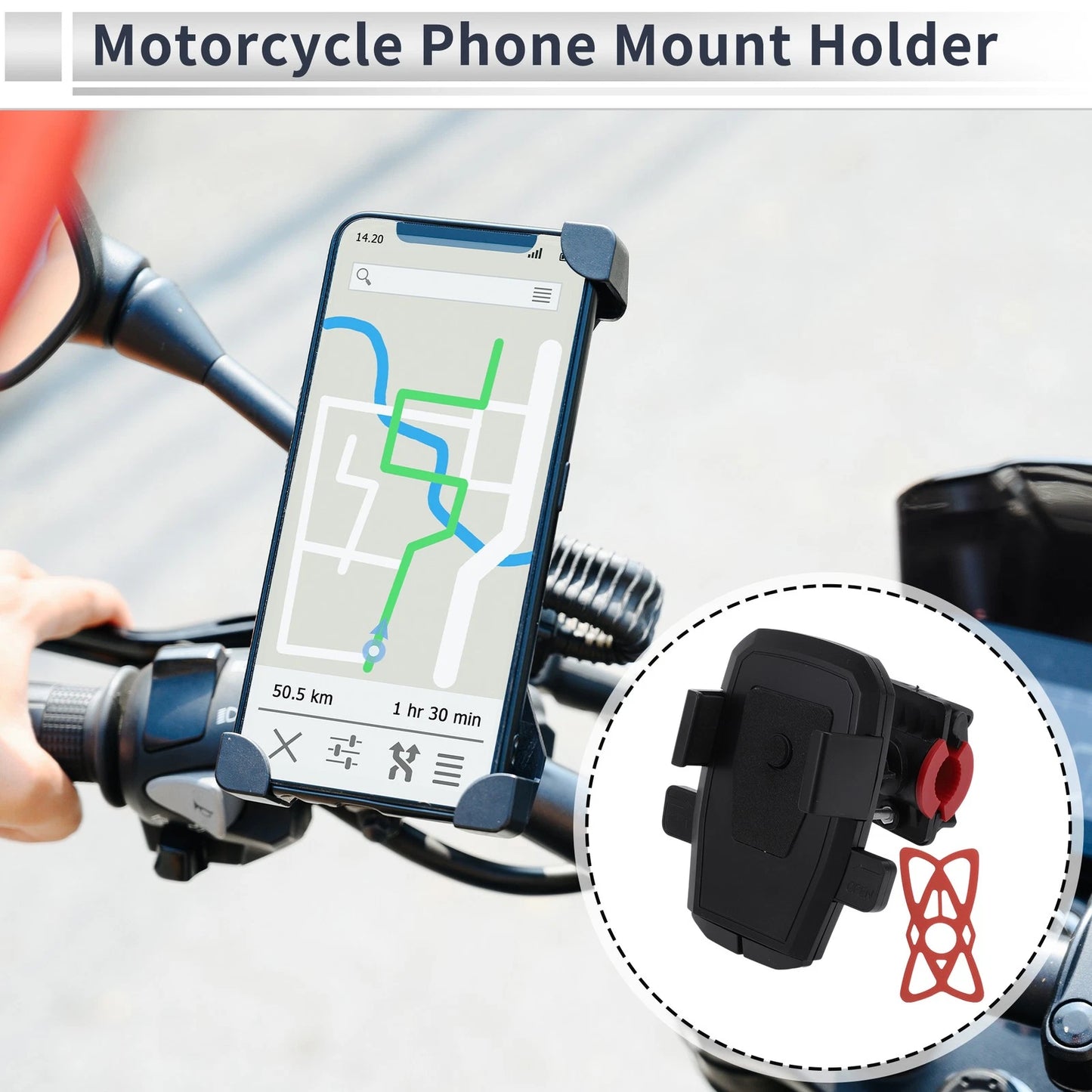Phone Mount Holder / 4.7-7.2" / Handlebar Mount for Motorcycle