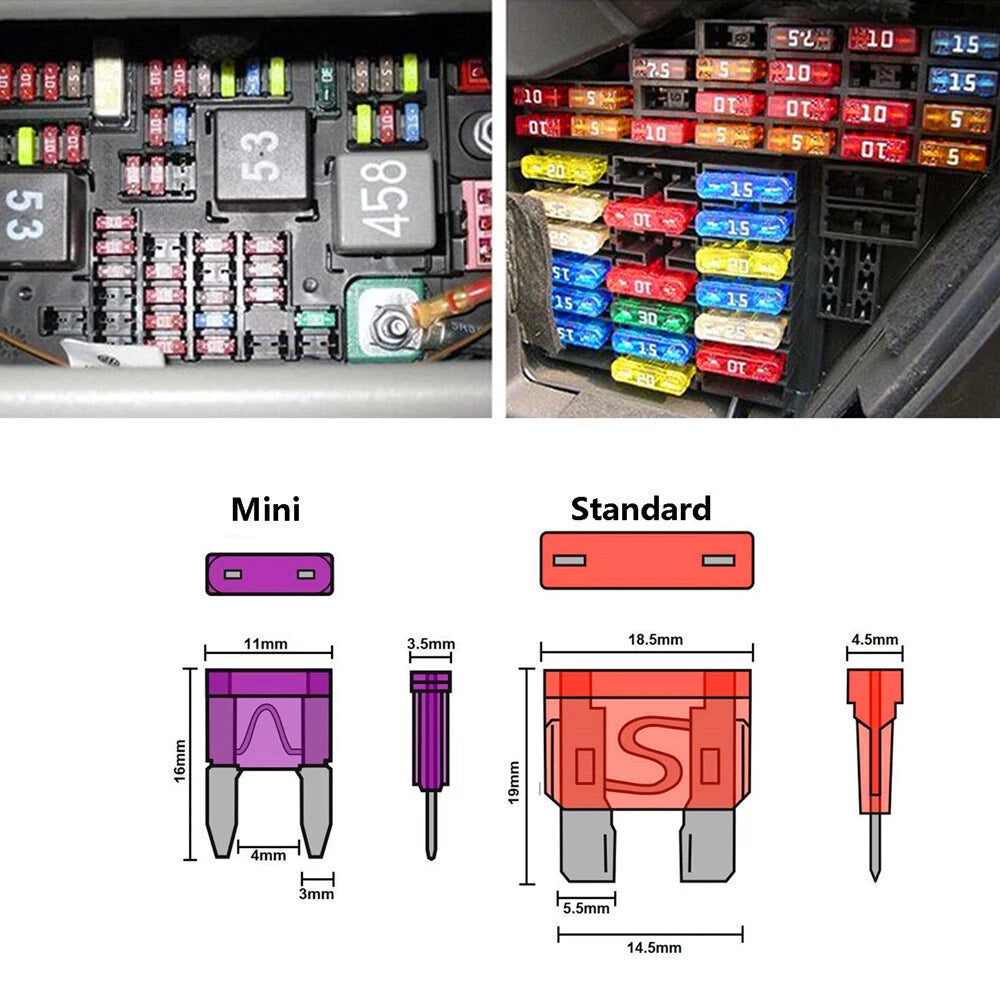 140Pcs Mixed Car Blade Fuse Kit Mini & Medium 5-30 AMP