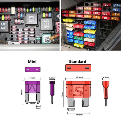 140Pcs Mixed Car Blade Fuse Kit Mini & Medium 5-30 AMP