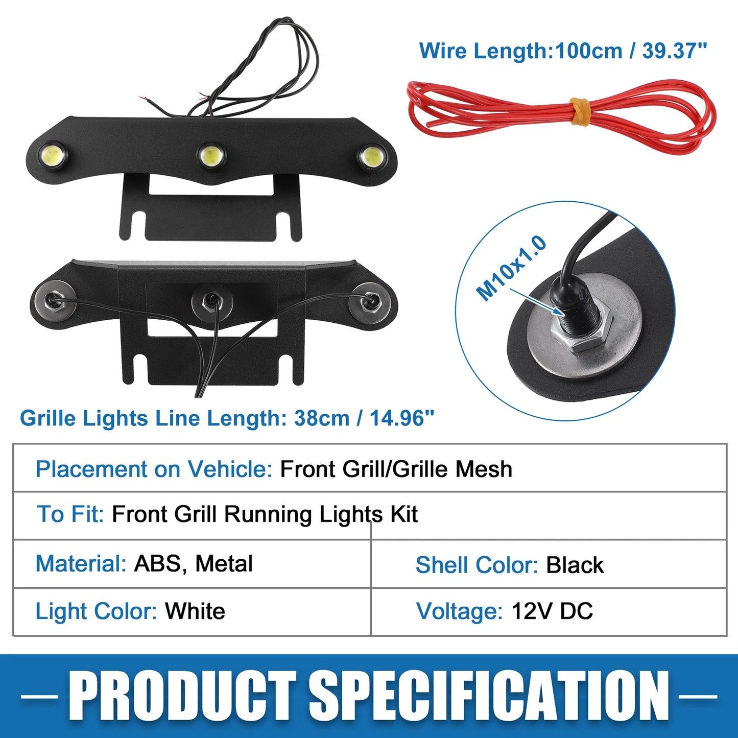 LED Front Grille Lights Set for Jeep Gladiator JT 2020-2023 White & Black