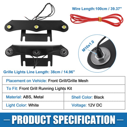 LED Front Grille Lights Set for Jeep Gladiator JT 2020-2023 White & Black