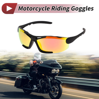 Motorcycle Riding Goggles Red Lens Black Frame Shades Glasses for Men and Women