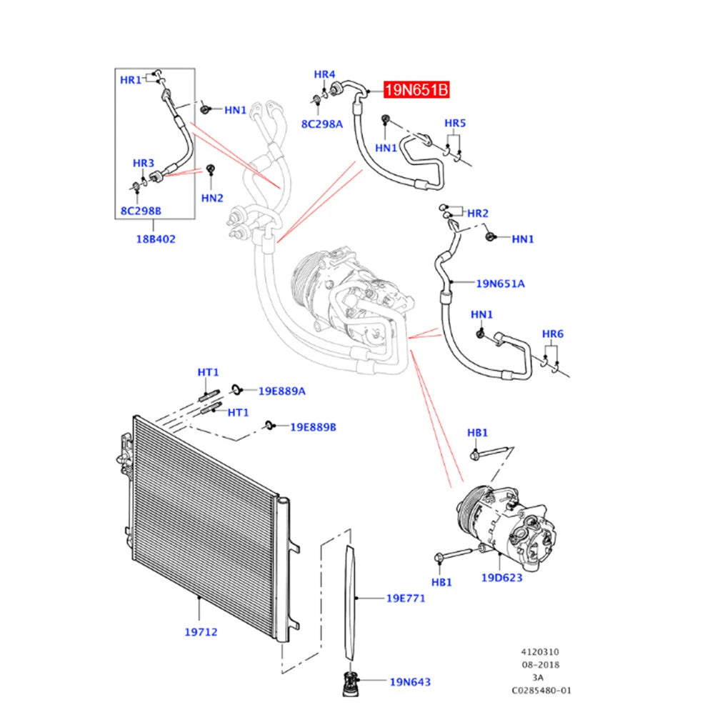 AC Hose LR070476 for Land Rover Discovery Sport, Jaguar (2015-2023)