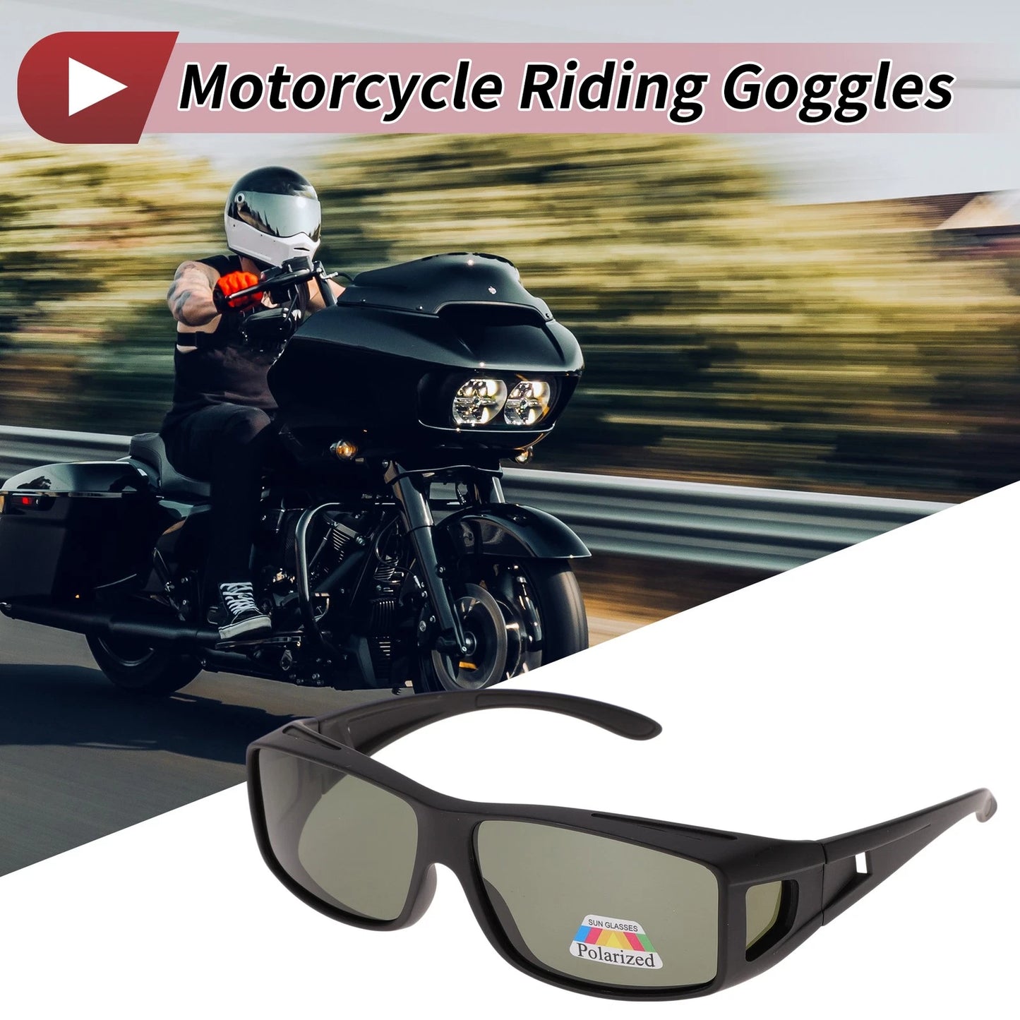1 Pc Motorcycle Goggles Lens Black Frame Tri-acetel Cellulose for Make Model