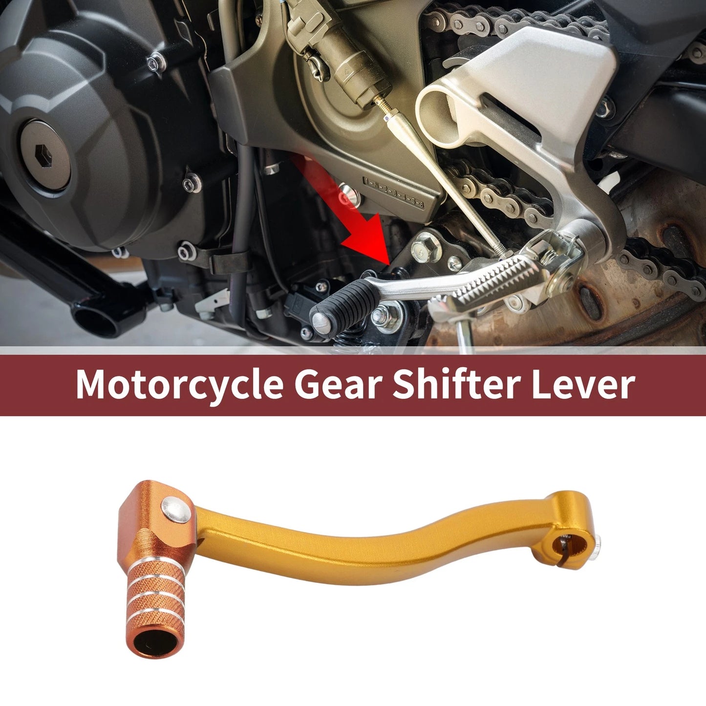 Foldable Motorcycle Gear Shifter Lever Gold Tone Orange for Kayo T6