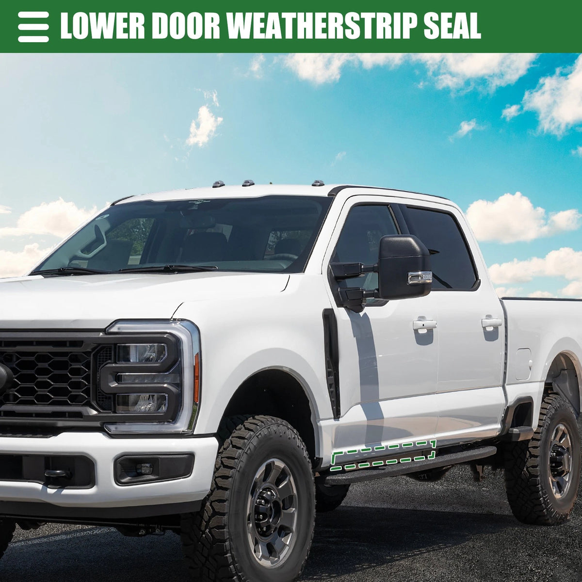 Car Window Weatherstrip for Ford F-250 (1997-2007) - 1 Pair Black Rubber