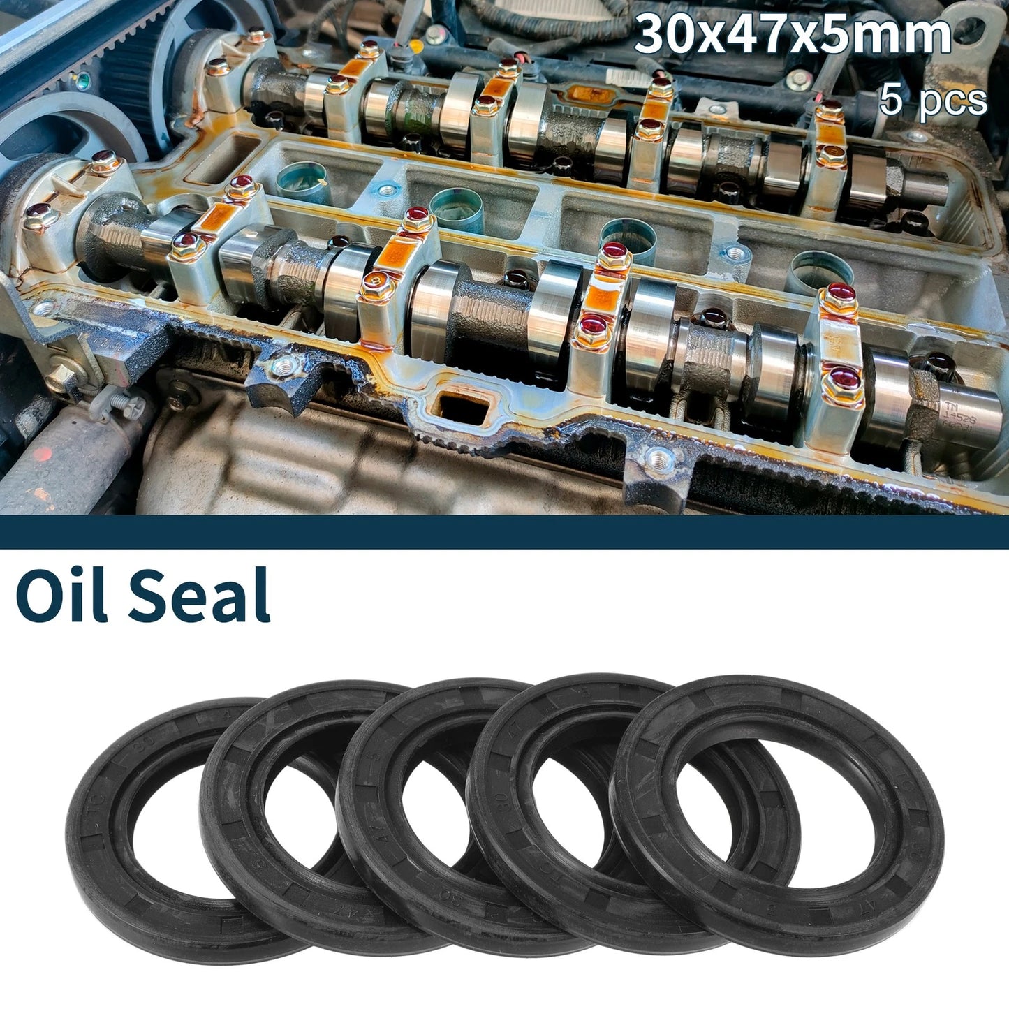 Oil Seal 30x47x5mm NBR Rubber Seal Ring 5Pcs