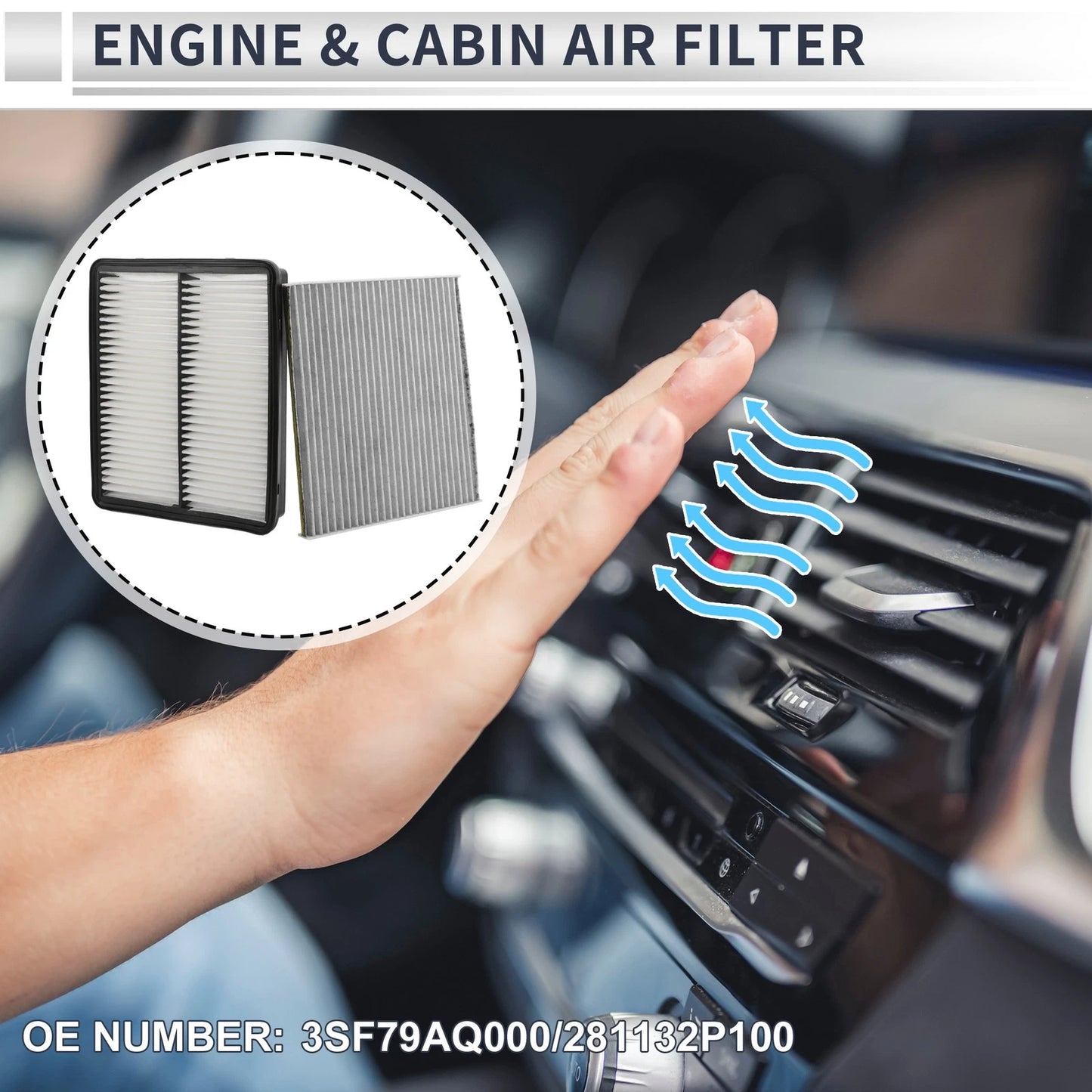 Engine Cabin Air Filter Combo for Hyundai Azera 3.3L (2012-2017)