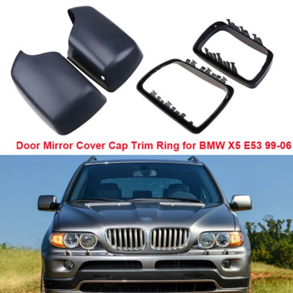 4 x Wing Door Mirror Cover Casing with LED Hole Parts for BMW X5 (2000–2006)