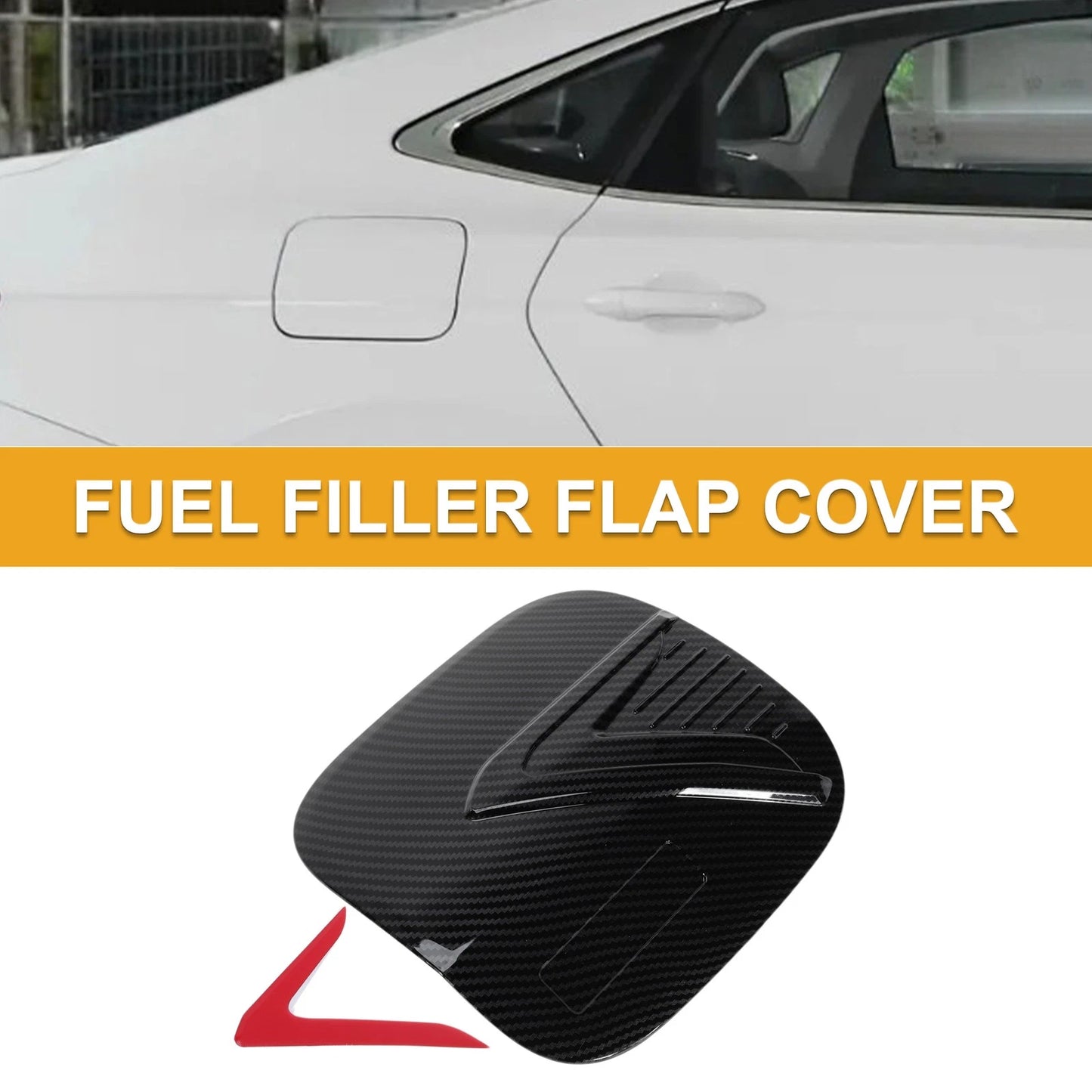 Fuel Tank Door Cap for Mitsubishi Eclipse Carbon Fiber Black Red