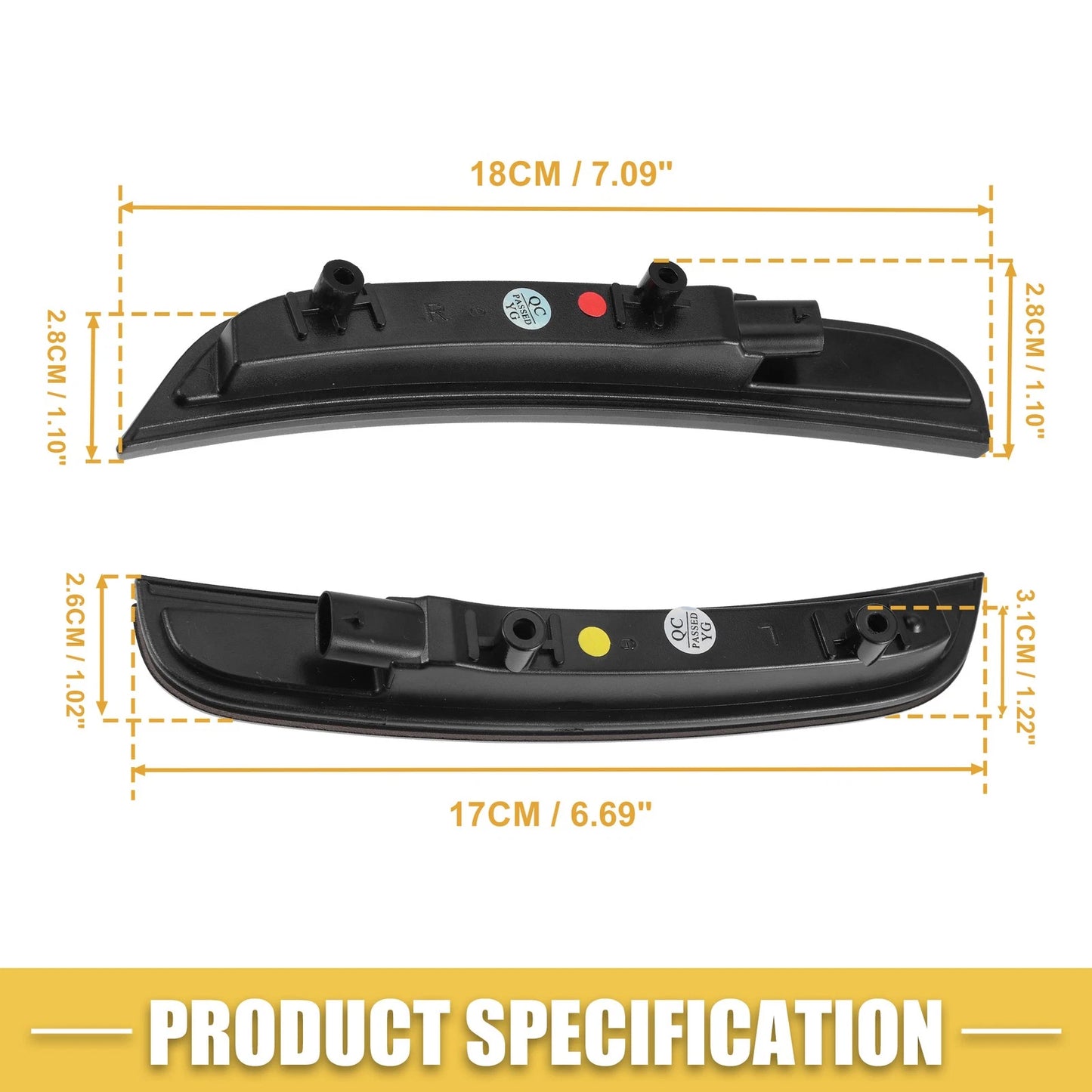 Front Rear LED Side Marker Lights 2 x Amber Red for Dodge (2010-2023)