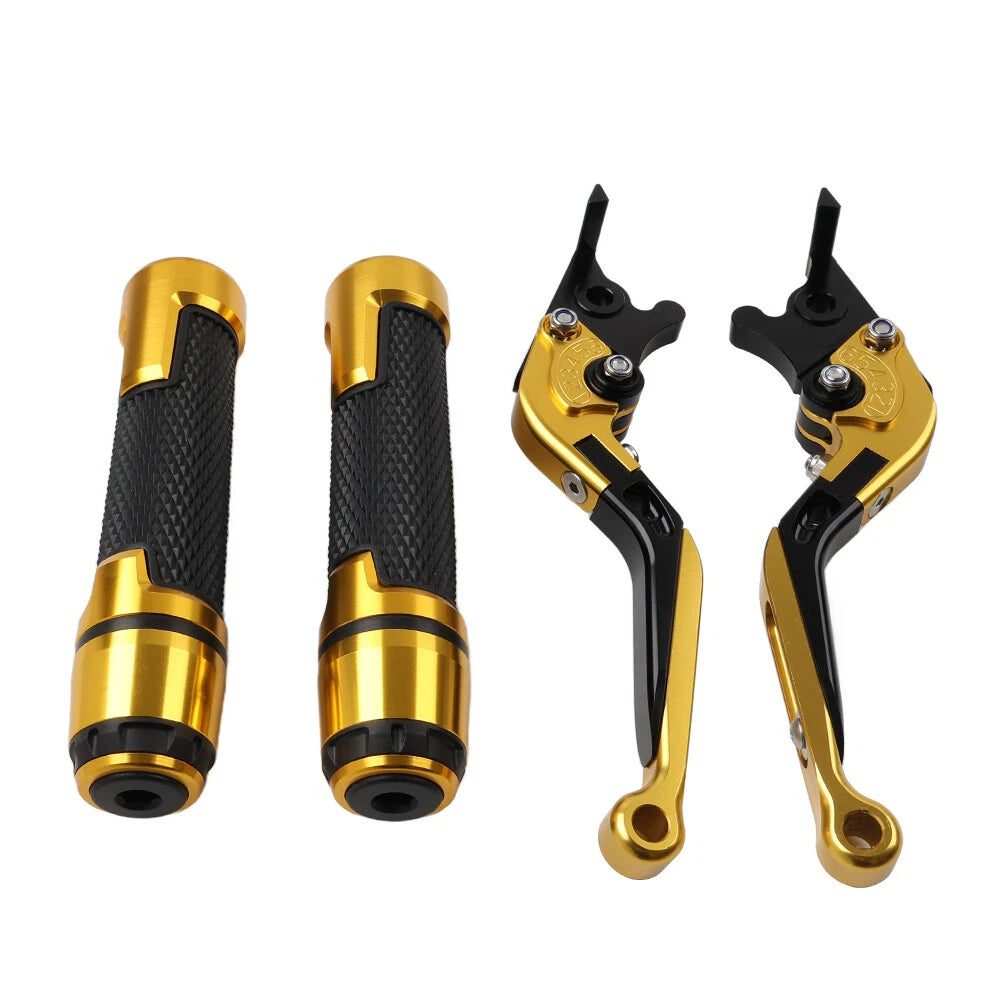 Gold Extendable Brake Clutch Levers & Handlebar Grips for Aprilia Tuono V4