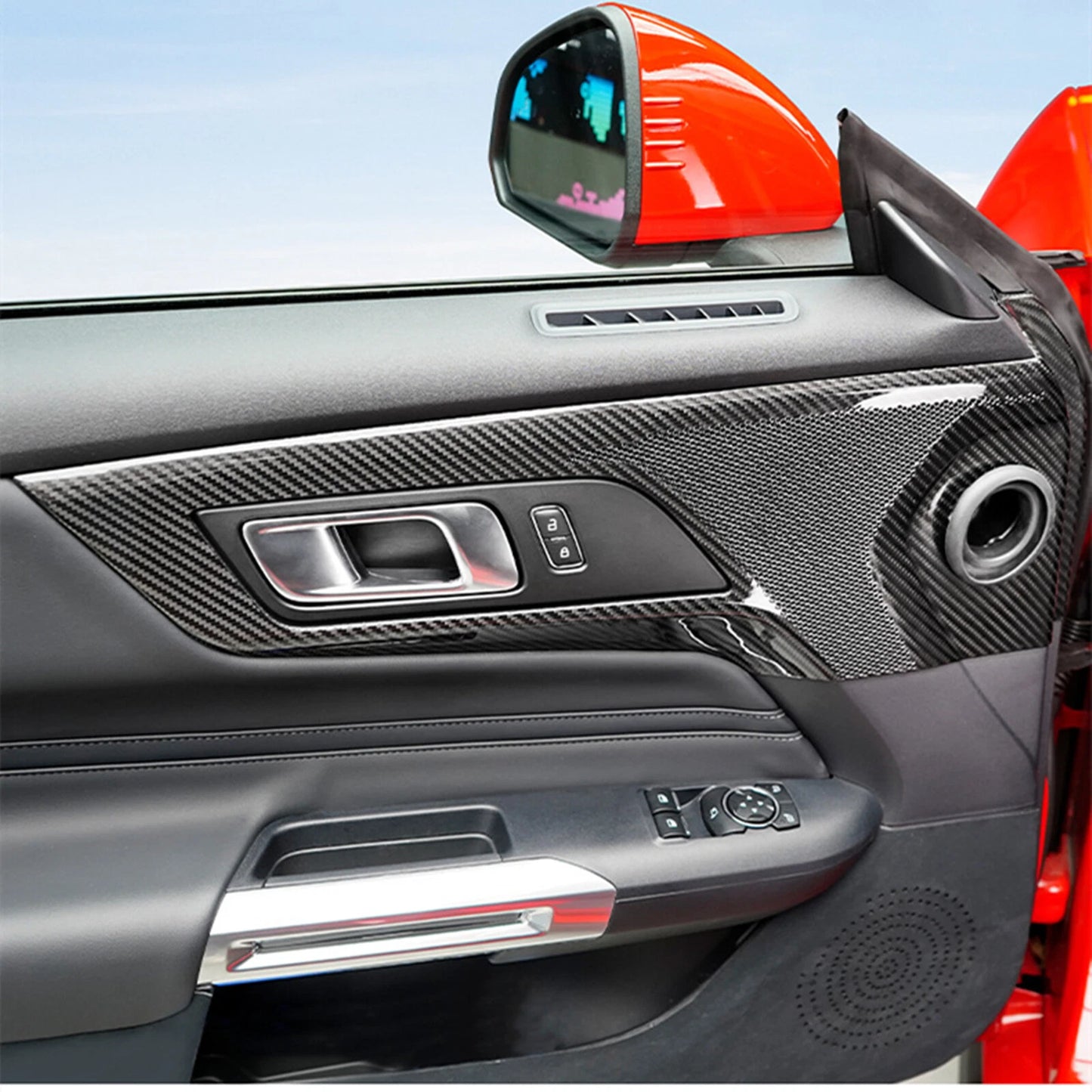 Dry Carbon Fiber Door Bowl Speaker Covers for Ford Mustang (2024-2025)