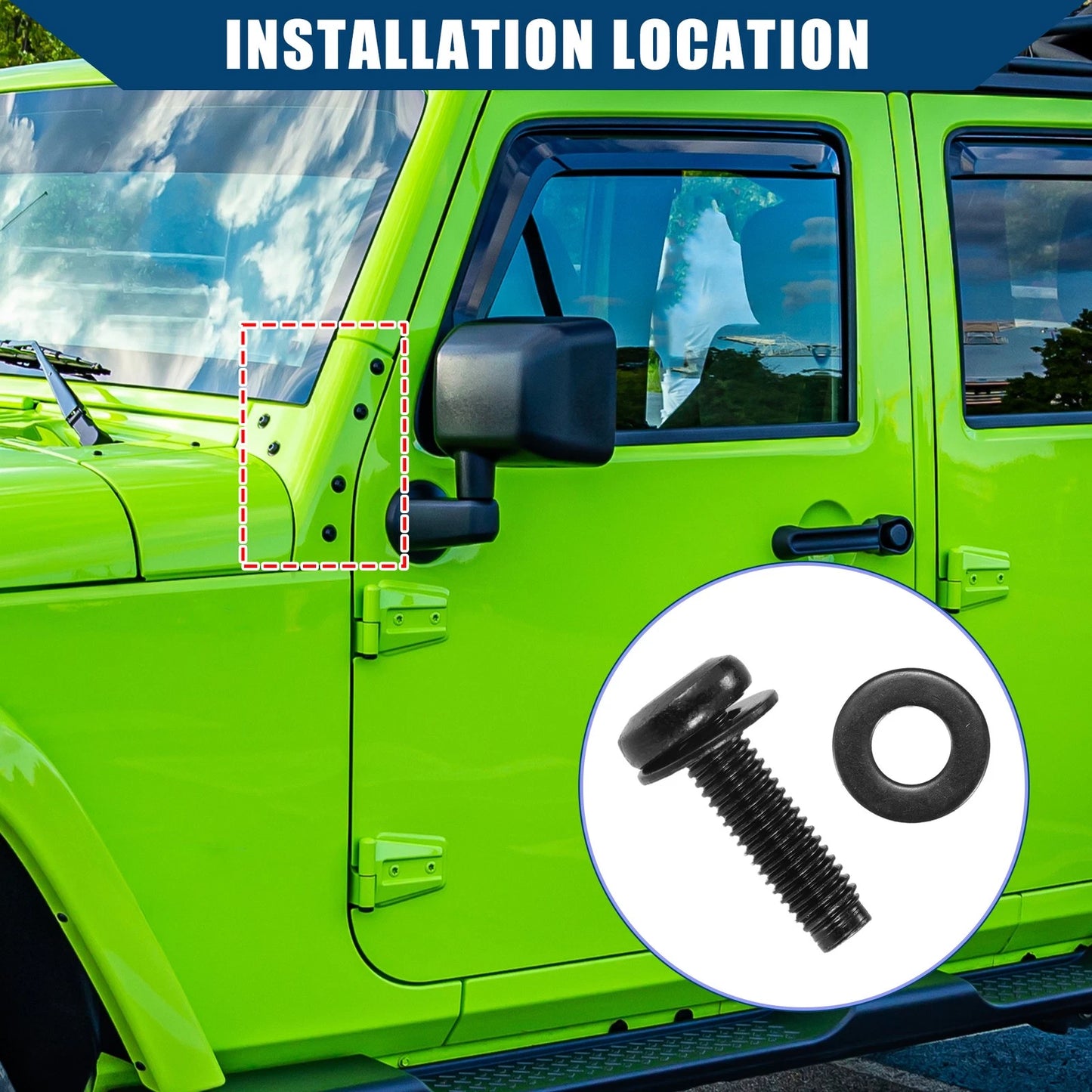 8 x Windshield Frame Screws for Jeep Wrangler JK (2007-2018)