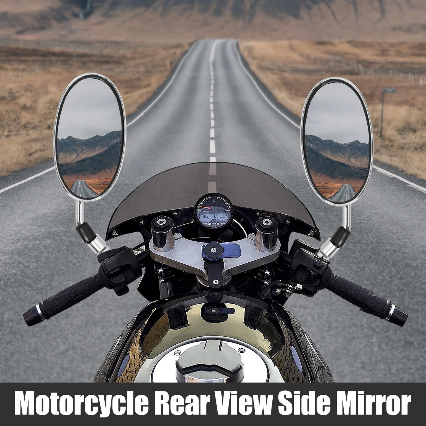 2 x Pair Rearview Side Mirror 10mm Screw Thread for Motorcycle Universal Silver