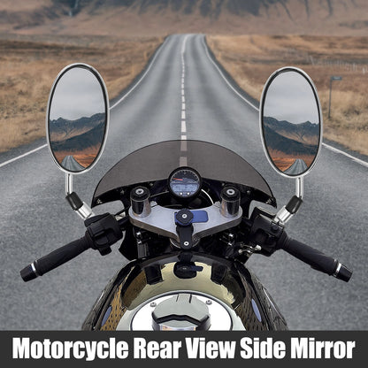 2 x Pair Rearview Side Mirror 10mm Screw Thread for Motorcycle Universal Silver