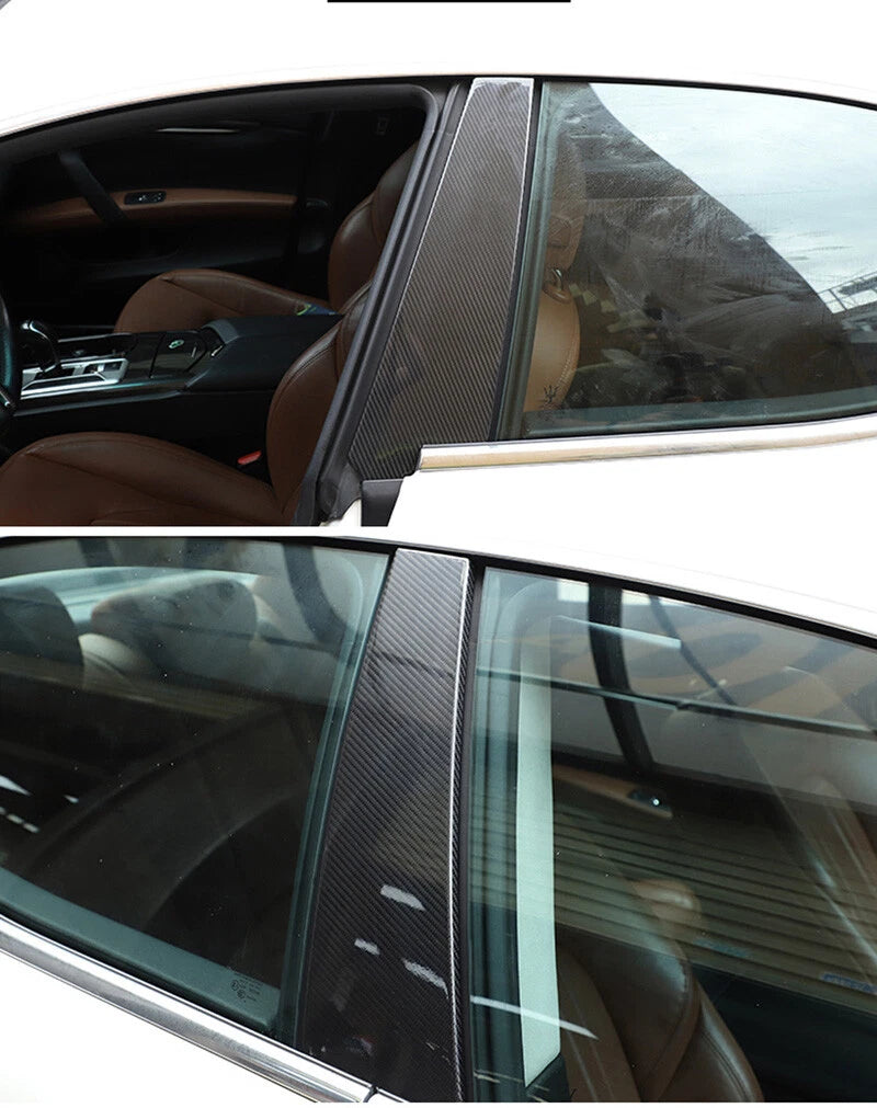 For Maserati Ghibli 2013-2021 Real Carbon Fiber Extrior Door B Pillar Cover Trim
