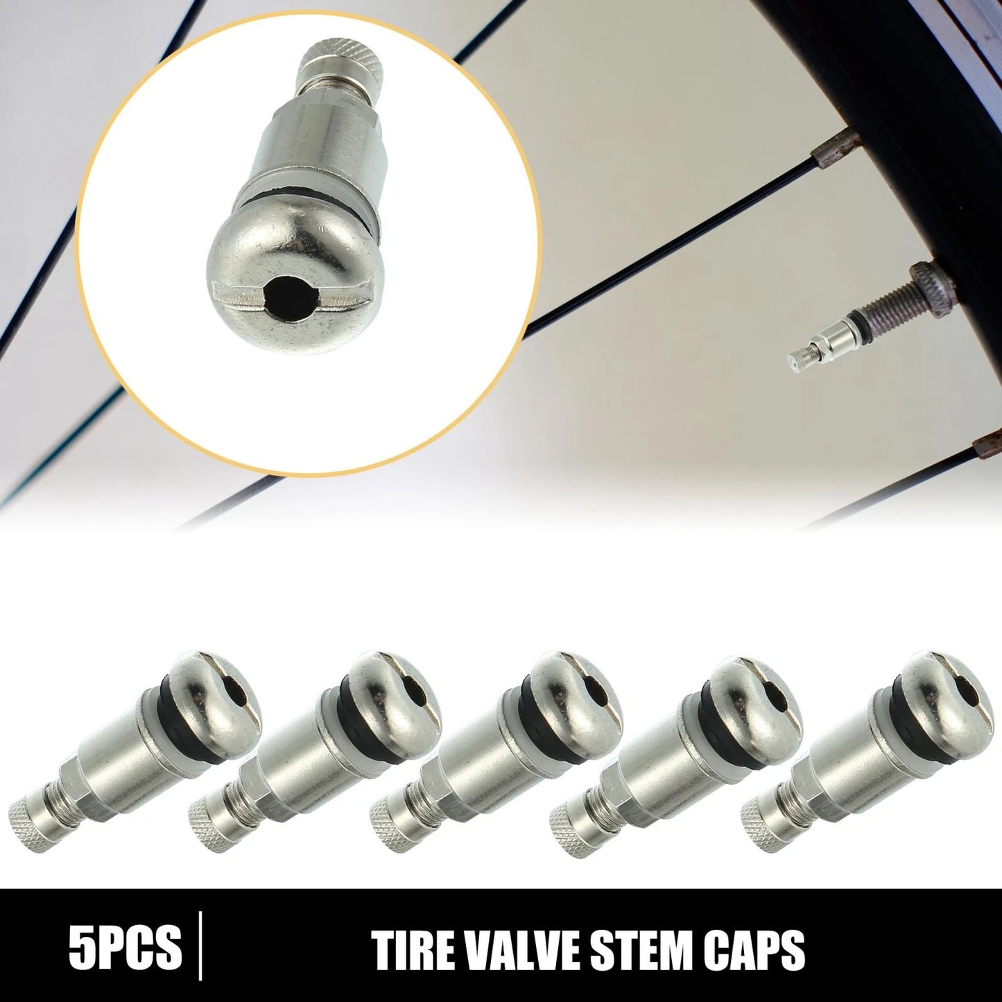 5 x Wheel Valves Aluminum Alloy Car Tyre Valve Silver Tone for Make Model