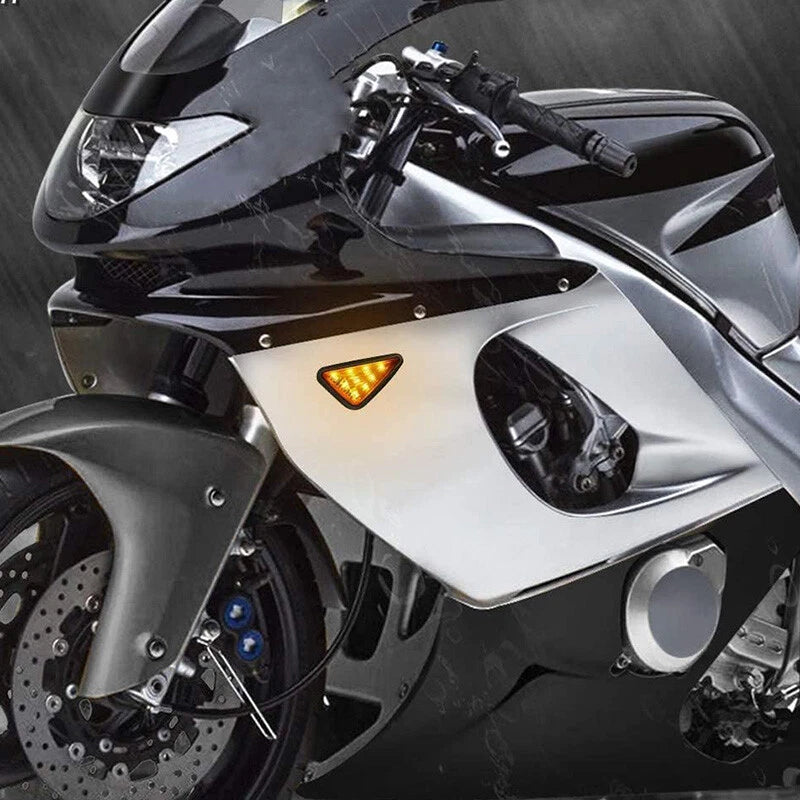 Triangle Flush Mount Turn Signal Light for Motorcycle - Smoke Amber LED (12v)
