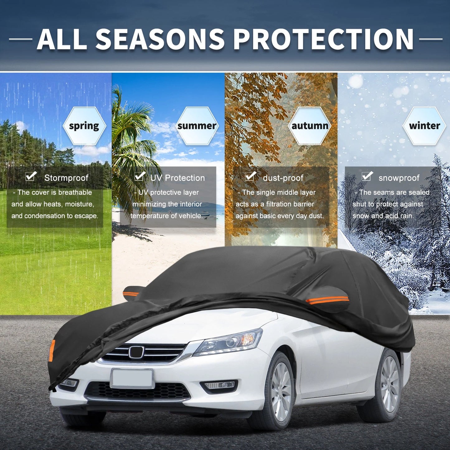 Waterproof Car Cover with Driver Door Zipper for Honda Accord (2018-2023)