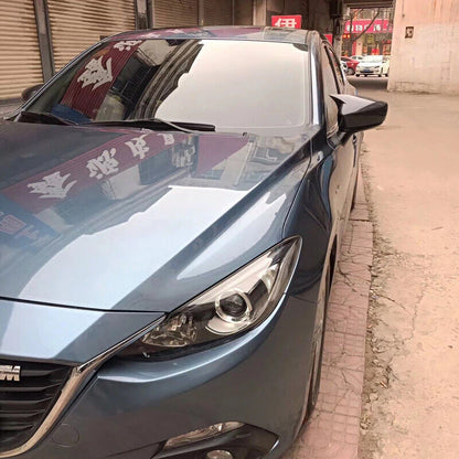 2 x Glossy Black Side Wing Mirror Horn Cover Caps for Mazda 3 (2014–2018)