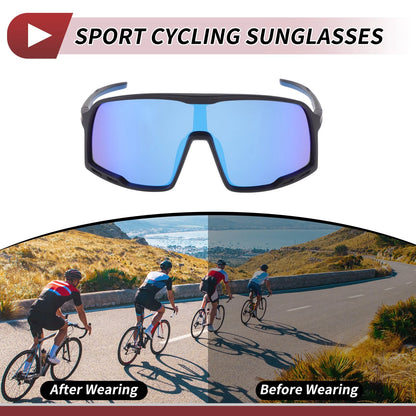 1 Set Motorcycle Riding Goggles Blue Lens Black Frame UV400