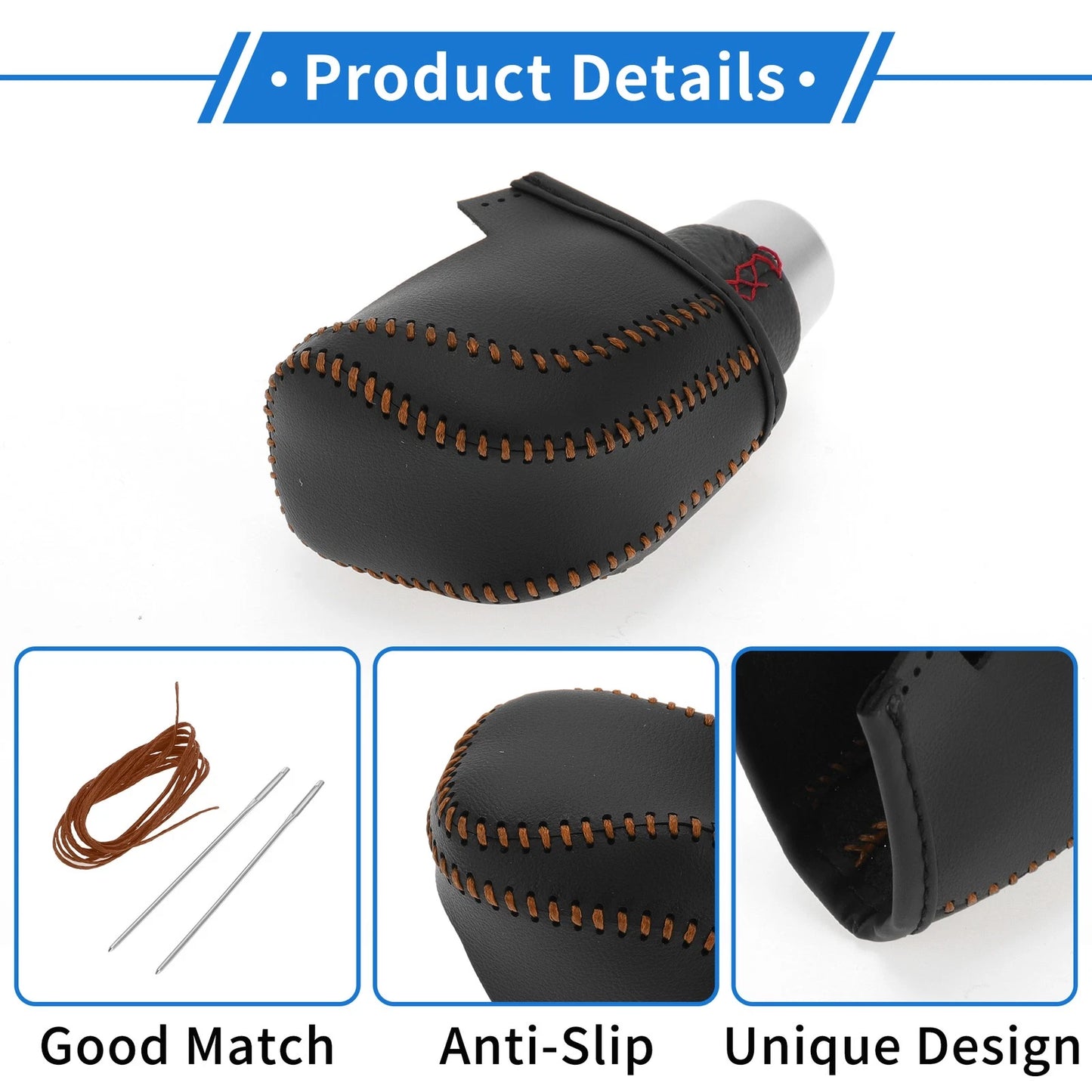 Black Brown Faux Leather Gear Shift Knob Cover for Toyota Camry (2018-2023)