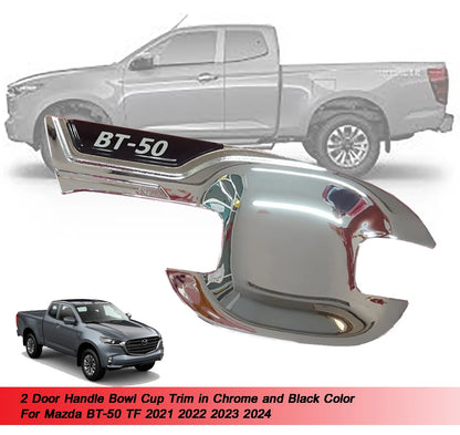 2 x Chrome Door Handle Bowl Trim for Mazda BT-50 (2021-2024)