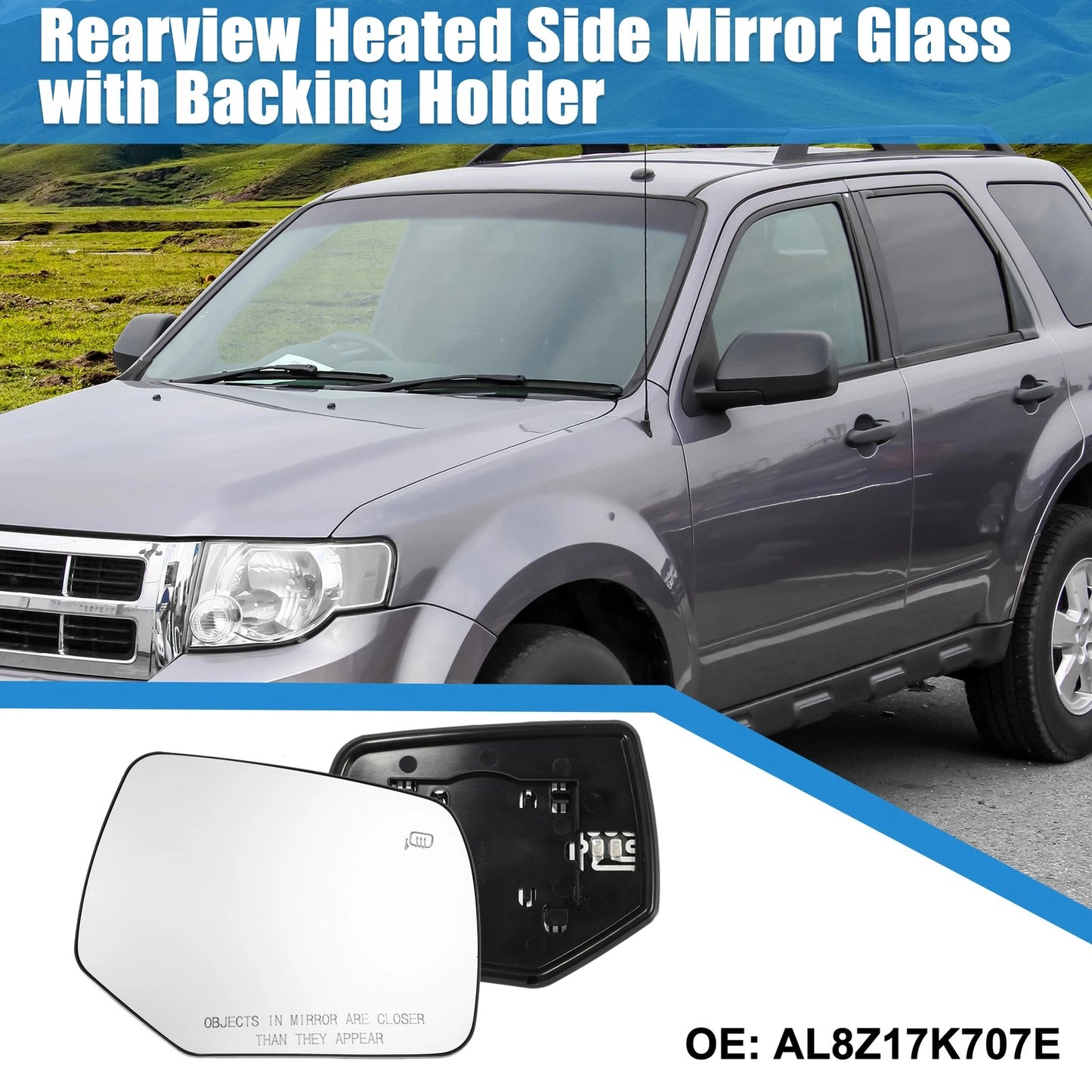 Heated Right Side Rearview Mirror Glass for Ford Escape (2008-2012)