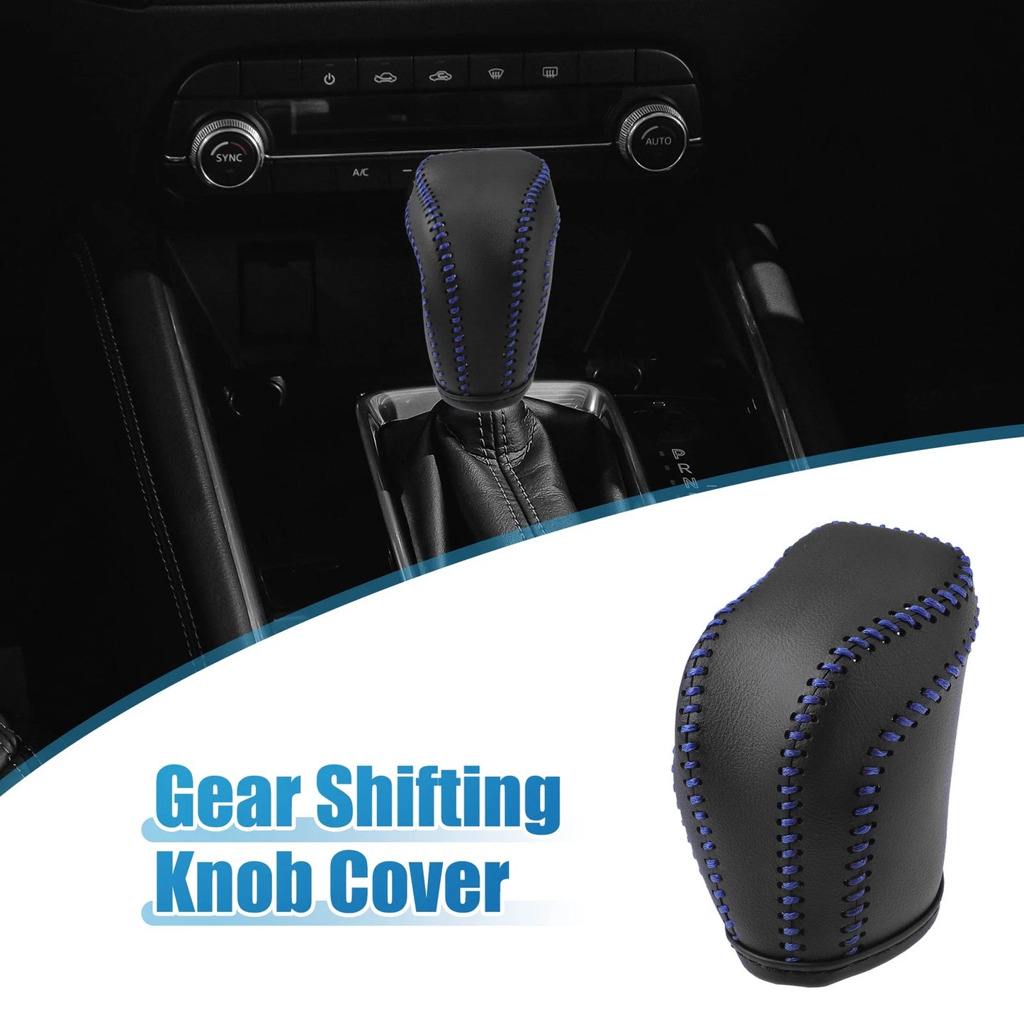 Gear Shift Head Knob Cover Black Blue for Toyota RAV4 (2013–2016)