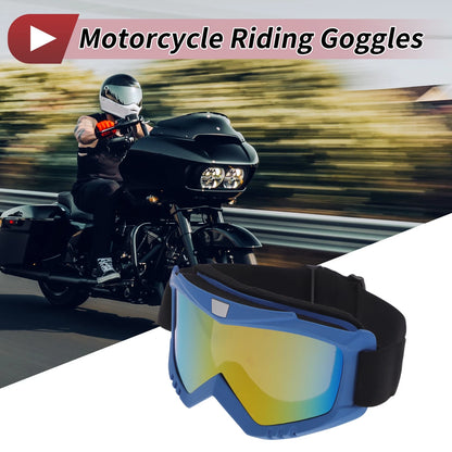 Motorcycle Riding Goggles Colorful Lens Blue Frame PC Cycling Sunglasses
