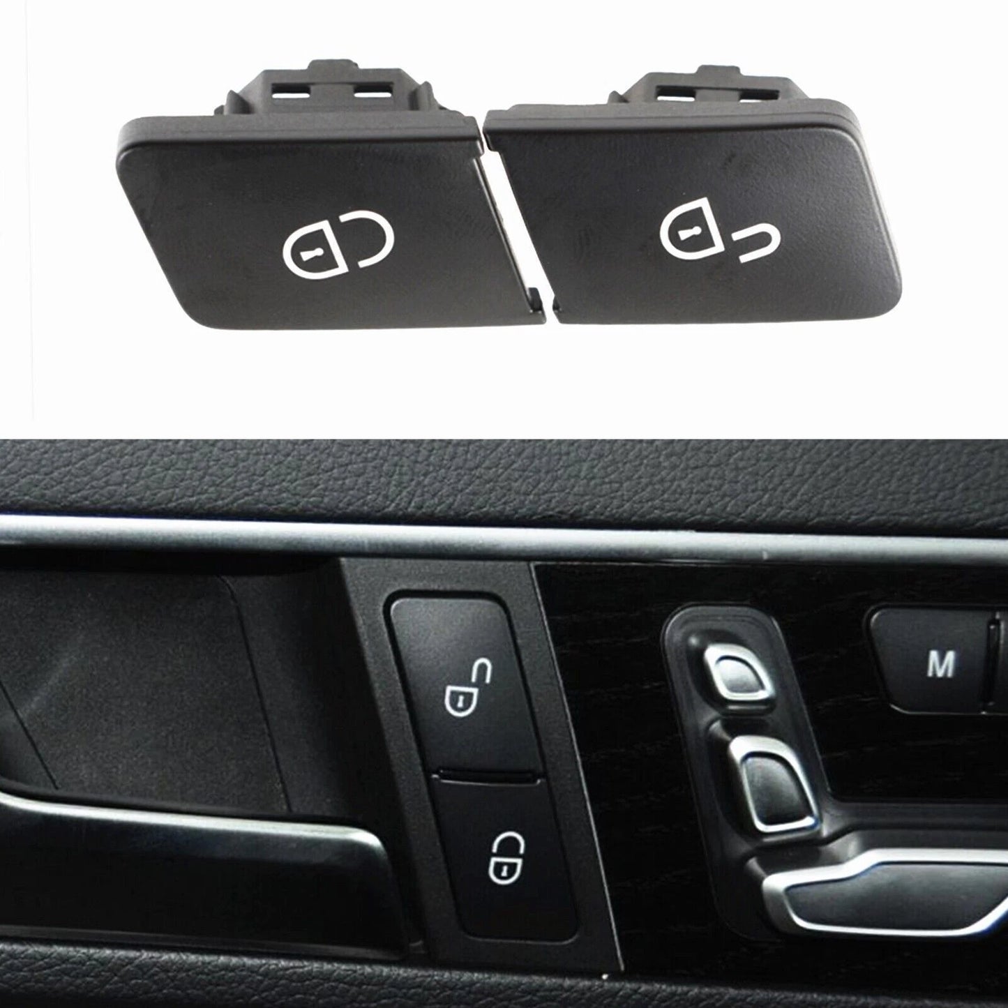 2 x Front Left Door Lock Button Cover for Benz W204 W212 W207 (2008-2018)